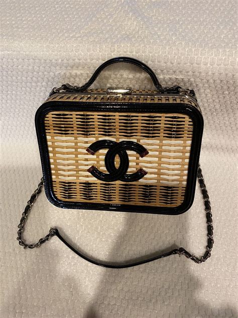 chanel wicker vanity bag|Chanel crossbody vanity bag.